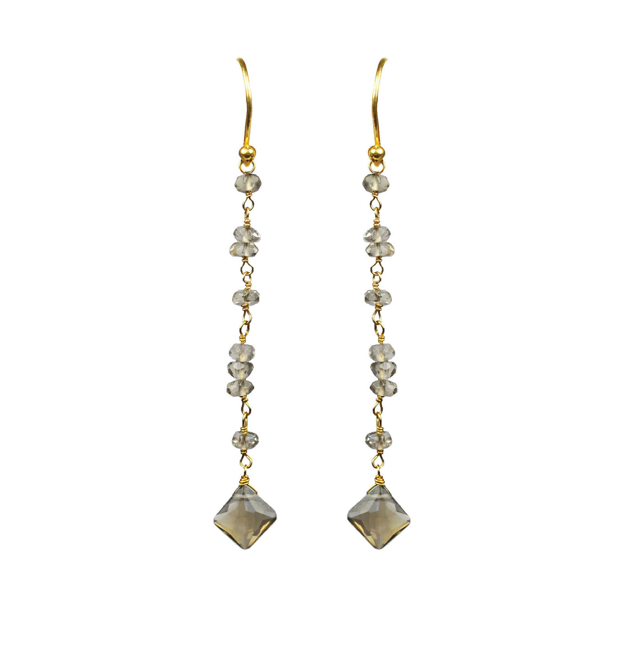 Gena Myint - Smoky Topaz Linear Vermeil Earrings -