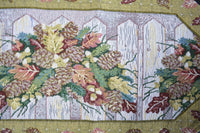 Thumbnail for Rackandrefurbished - Merry Christmas Fiesta Floral Beige Tan Hand-Crafted Woven Tapestry Desk Dining Table Runners - 5 SIZES/LENGTHS -