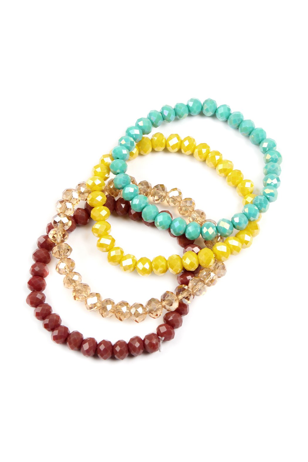 Four-Line Glass Beads Stretch Bracelet - 8 COLORS -