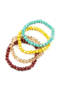 Thumbnail for Four-Line Glass Beads Stretch Bracelet - 8 COLORS -