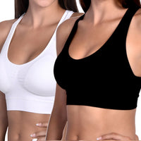 Thumbnail for Most Comfortable Racerback Bra 2 Pack Black and White -