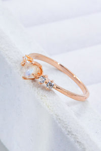 Thumbnail for Natural Moonstone and Zircon 18K Rose Gold-Plated Ring - T - SIZES 6 THRU 9 - 1 FINISH -