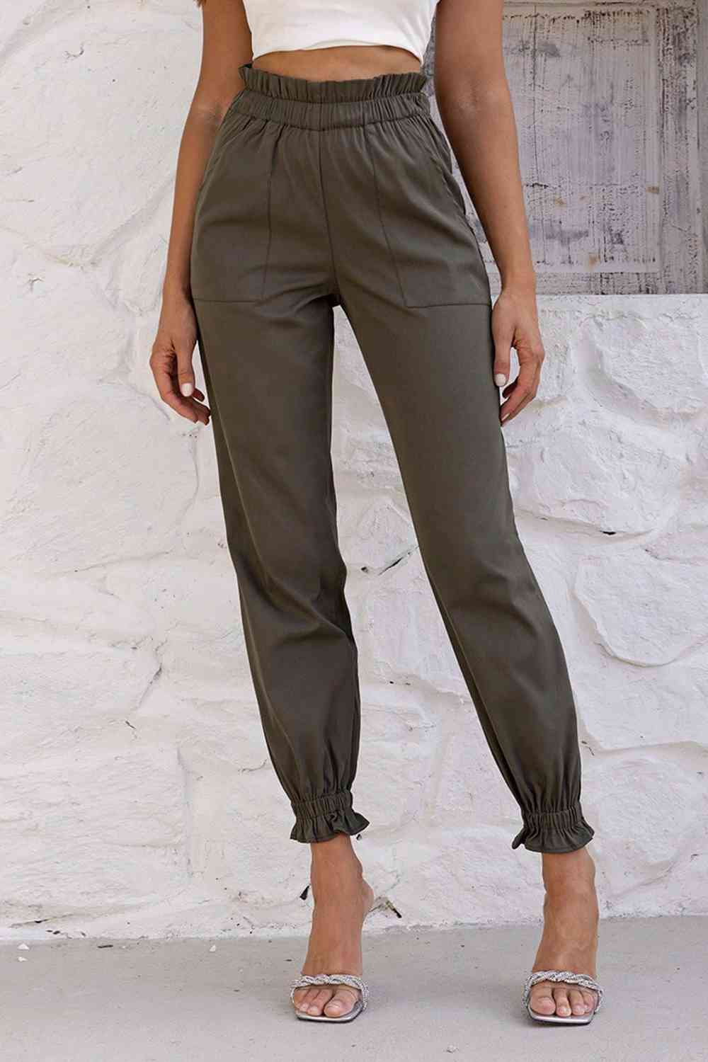 Paperbag Waist Pants with Pockets - T - 1 COLOR -