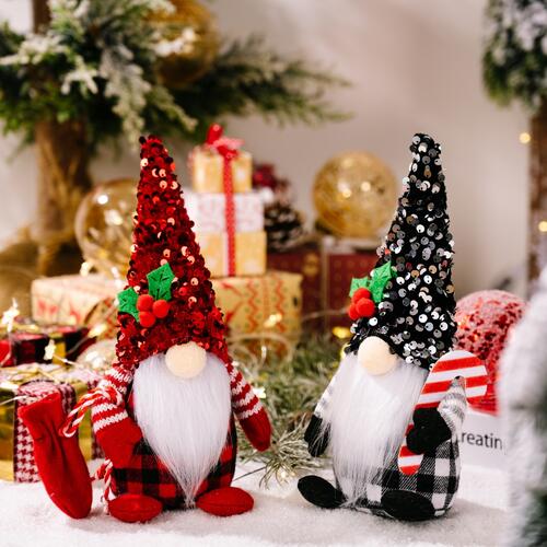 Sequin Christmas Gnome Ornaments - [5-10 DAY DELIVERY] - 12.6" - T - 2 TYPES/STYLES -