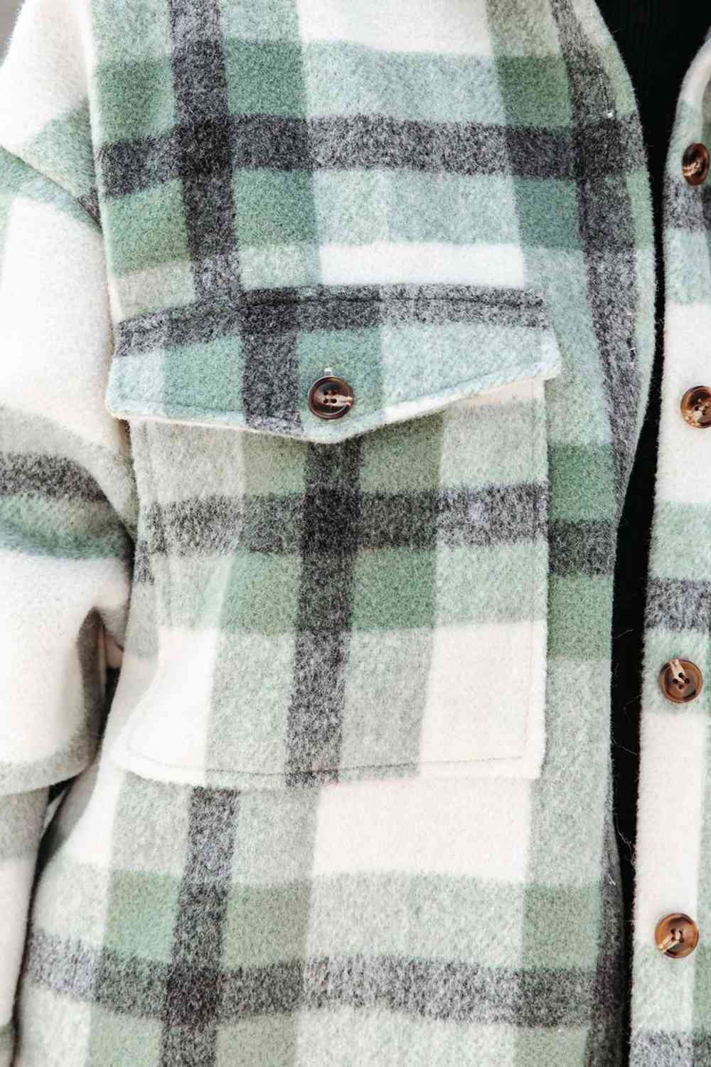 Plaid Collared Button Down Coat - T - 1 COLOR -