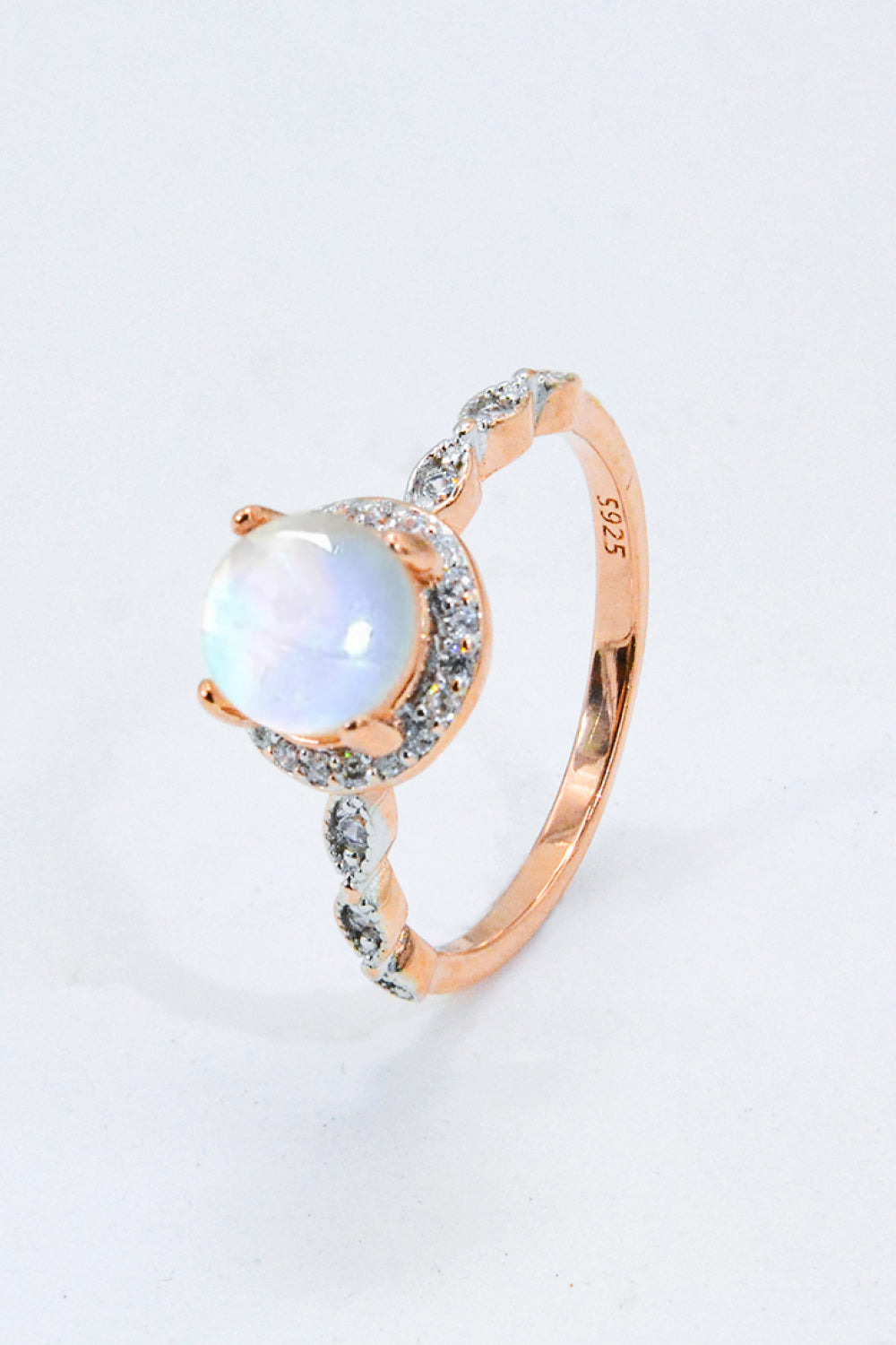 Round Moonstone Ring - T - SIZES 6 THRU 9 - 1 FINISH -