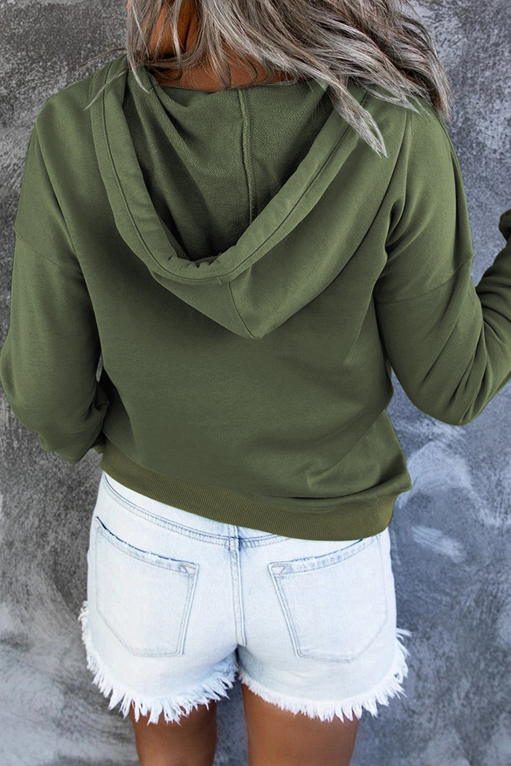 Dropped Shoulder Long Sleeve Hoodie with Pocket - T - 9 COLORS -