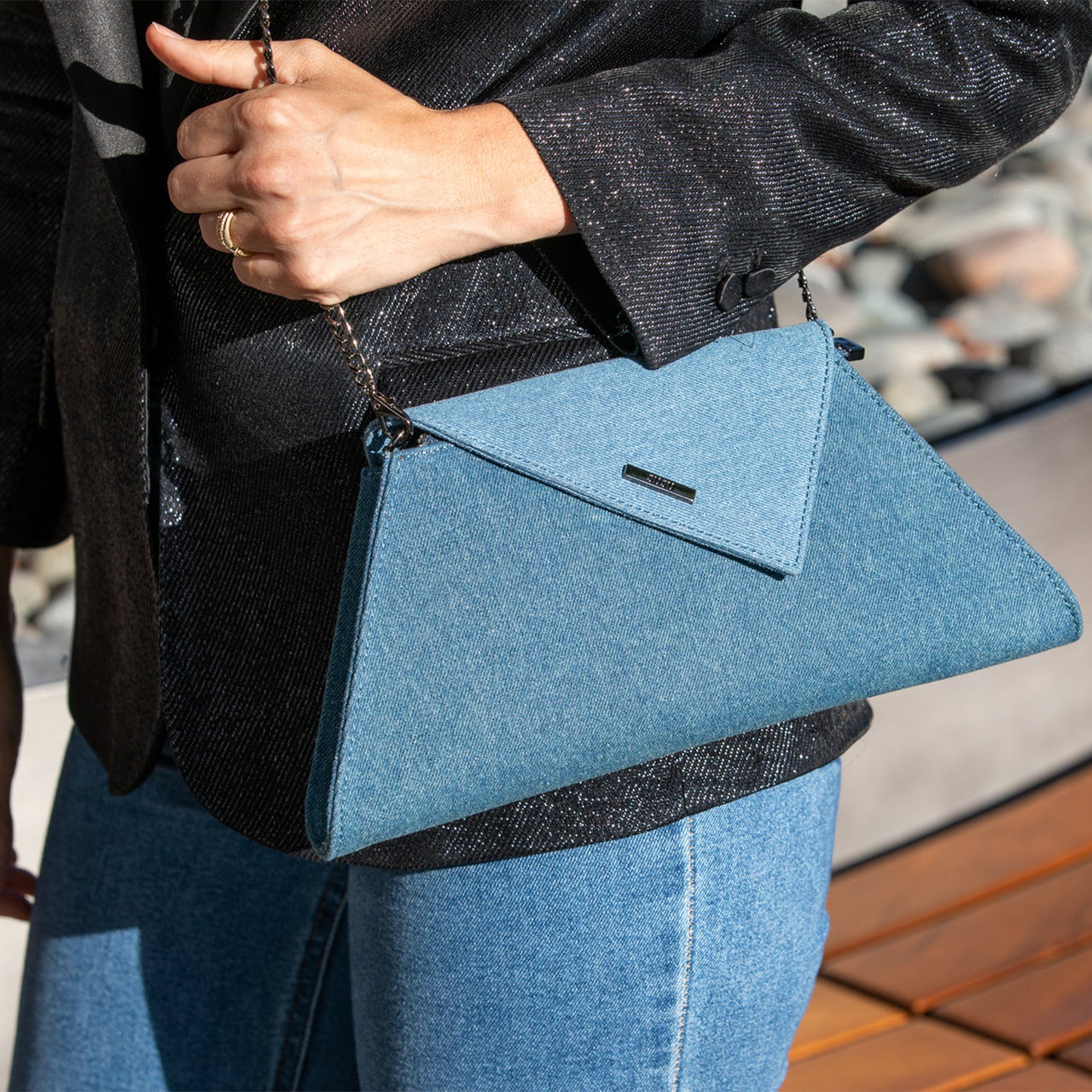 Angelica Denim Clutch Two Tone -