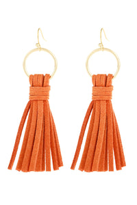 Thumbnail for Riah Fashion - Leather Tassel Earrings - 14 COLORS -