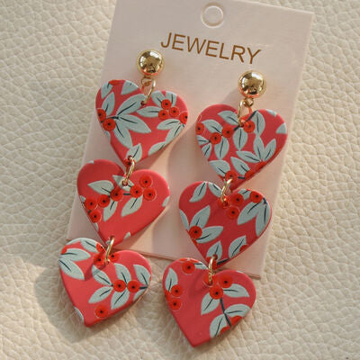 Acrylic Heart Stainless Steel Dangle Earrings - T - 2 COLORS -