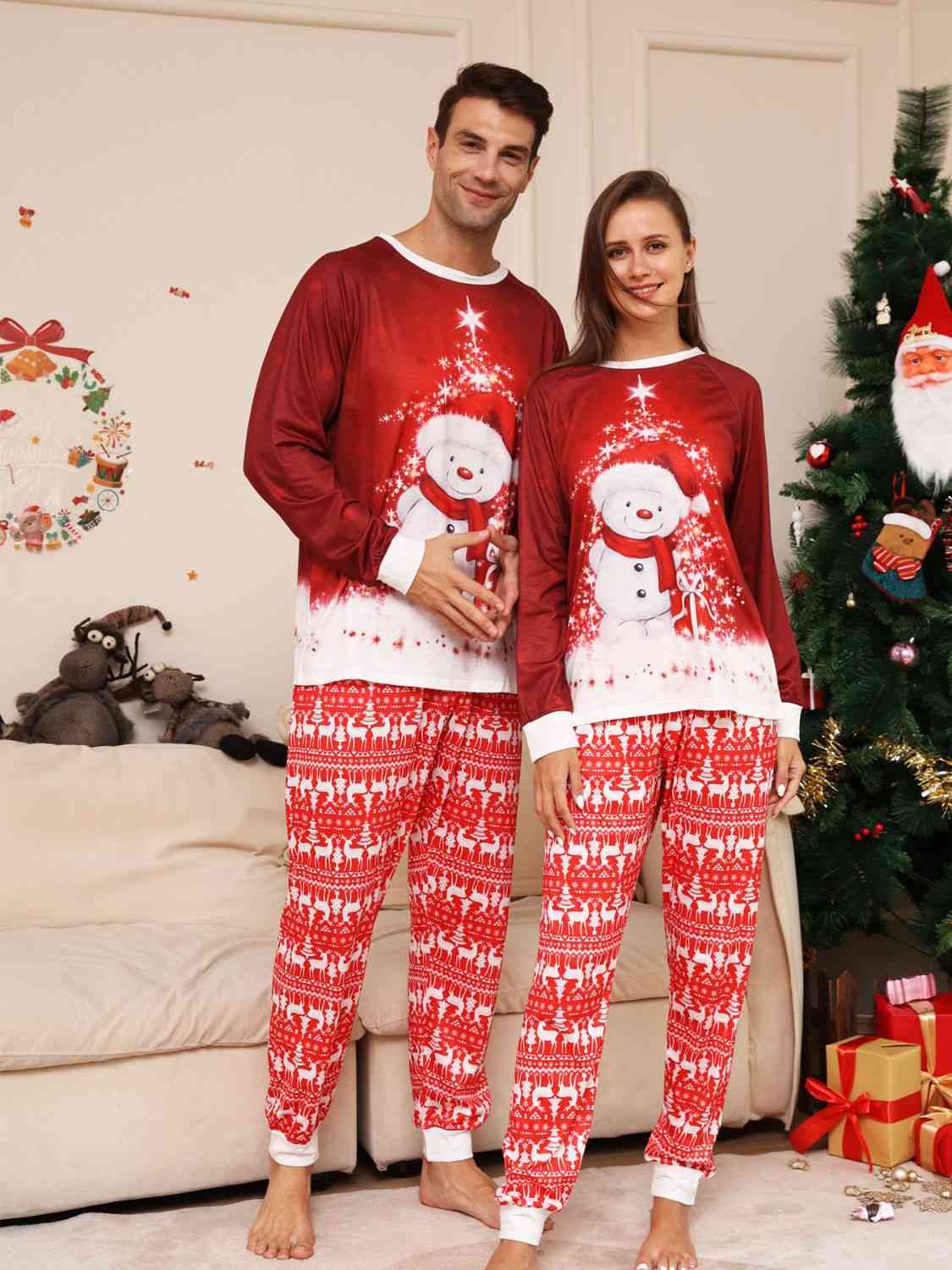 MEN Full Size Snowman Top and Pants Set - T -