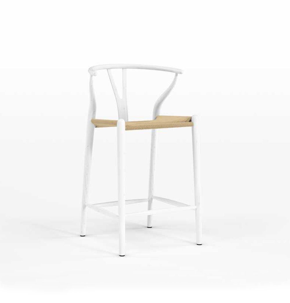 GFURN - Dagmar Counter Stool - White & Natural Cord -