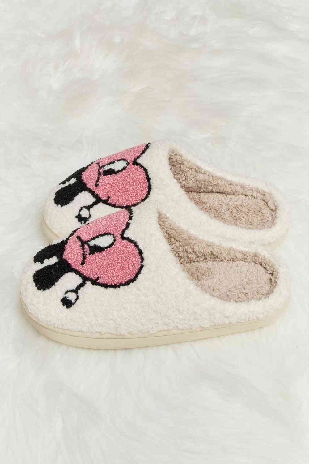 Melody Love Heart Print Plush Slippers - T - 2 COLORS -