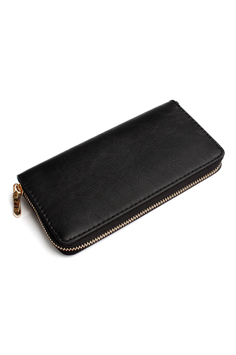 Riah Fashion - Classic Single Zipper Wallet - 13 COLORS -