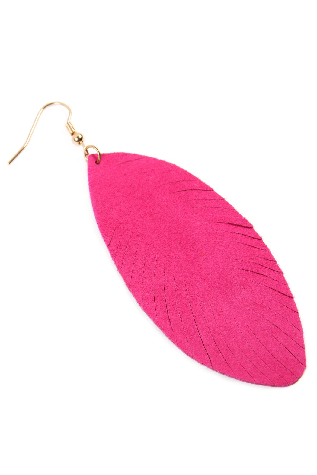 Fringe Leaf Leather Drop Earring - 8 COLORS -