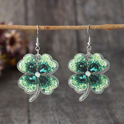 Lucky Clover Acrylic Dangle Earrings - T - 1 COLOR -