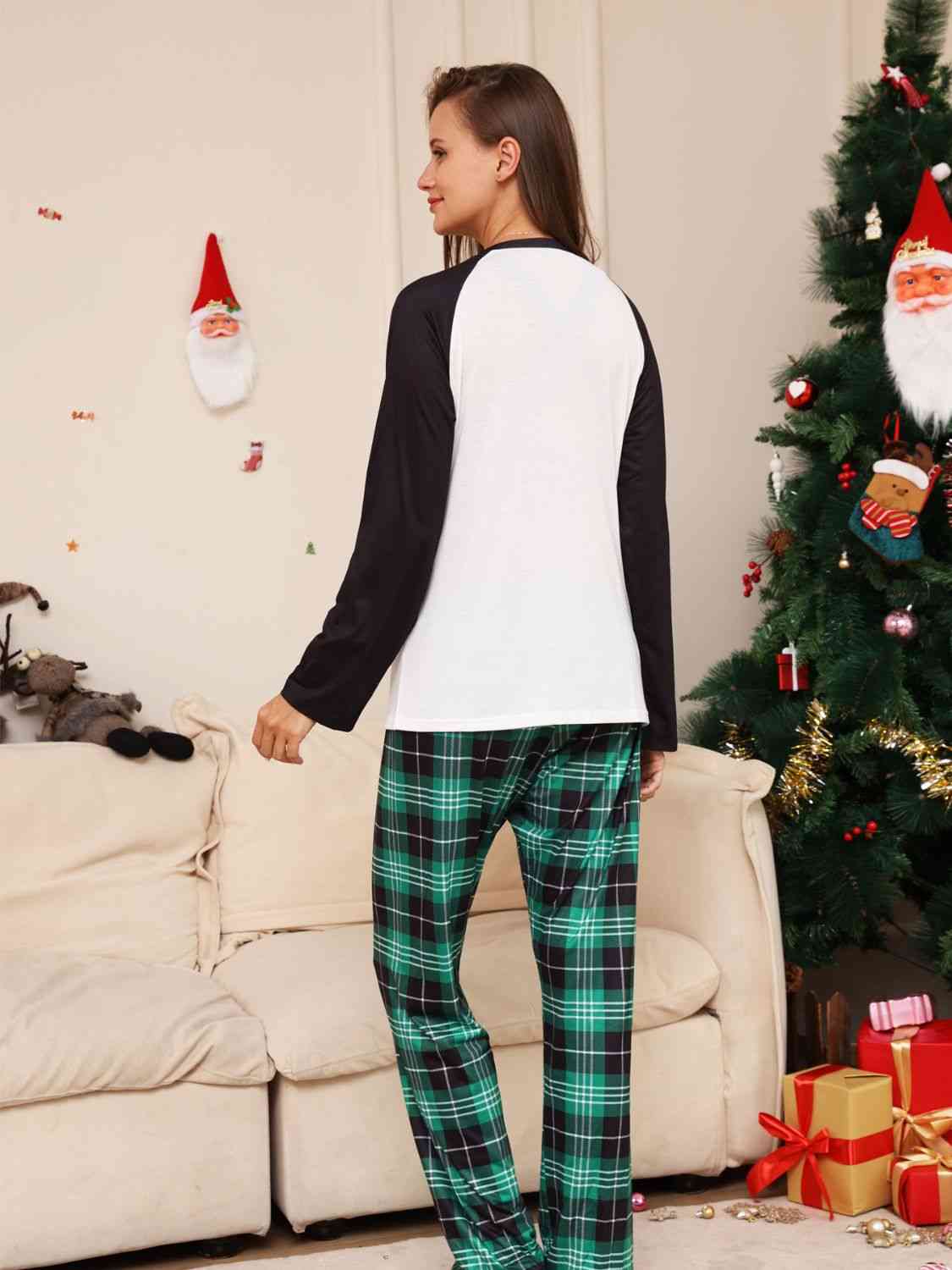 WOMEN Full Size Graphic Top and Plaid Pants Set - T -