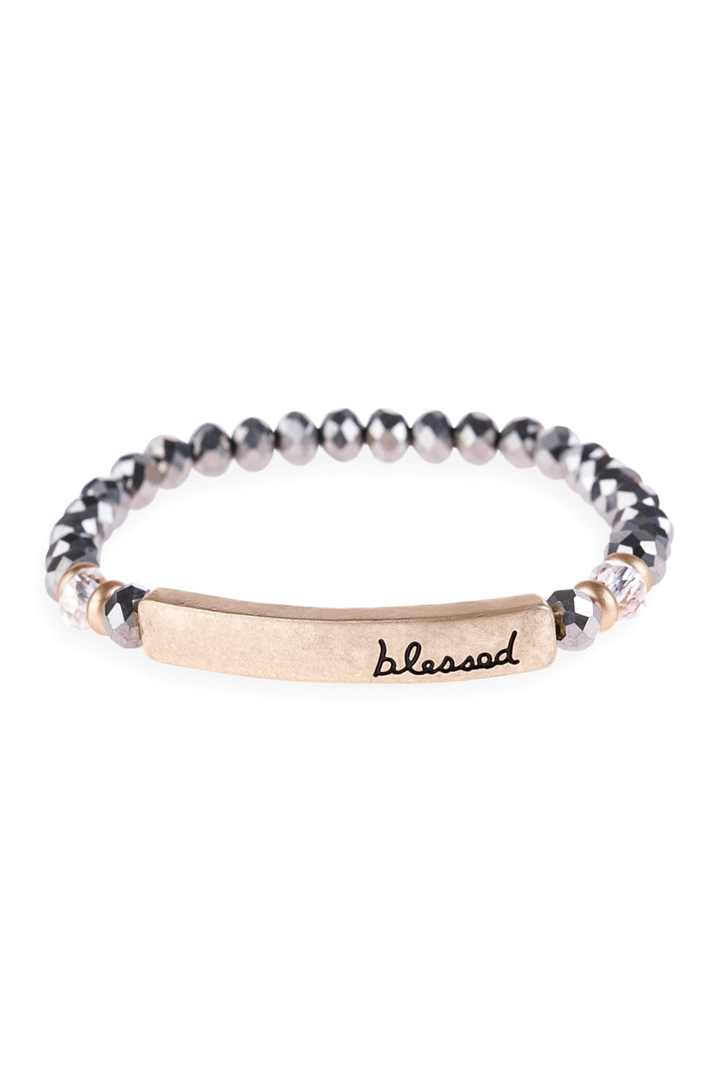 "Blessed" Rondelle Beads Stretchable Bracelet - 6 COLORS -