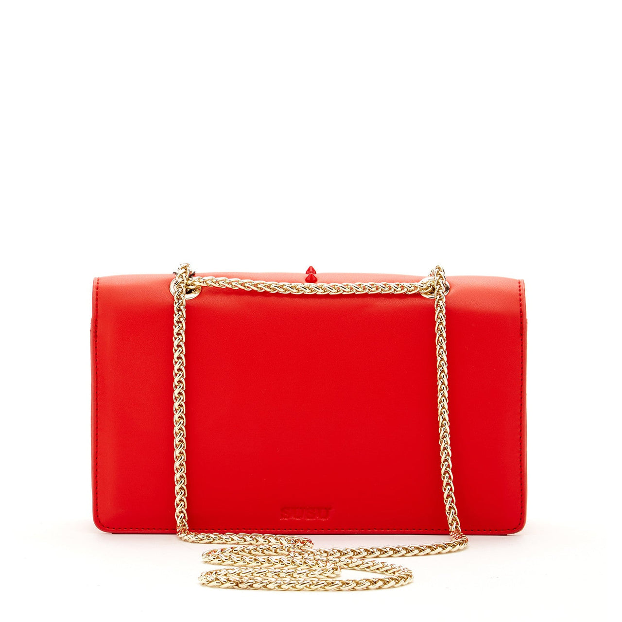 Josie Red Leather Purse With Chain -