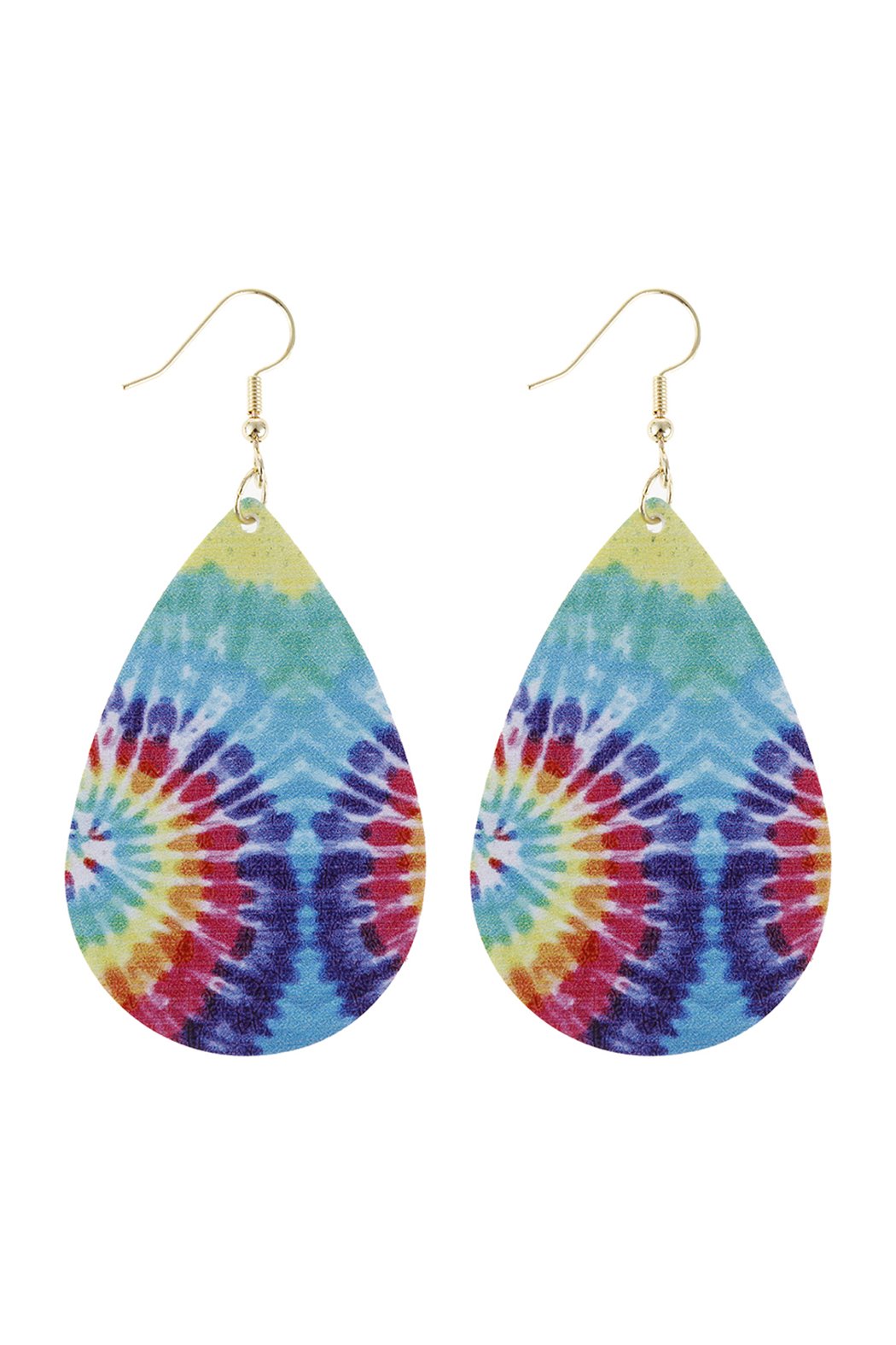 Multicolor Abstract Leather Printed Teardrop Hook Earrings - 4 COLORS -