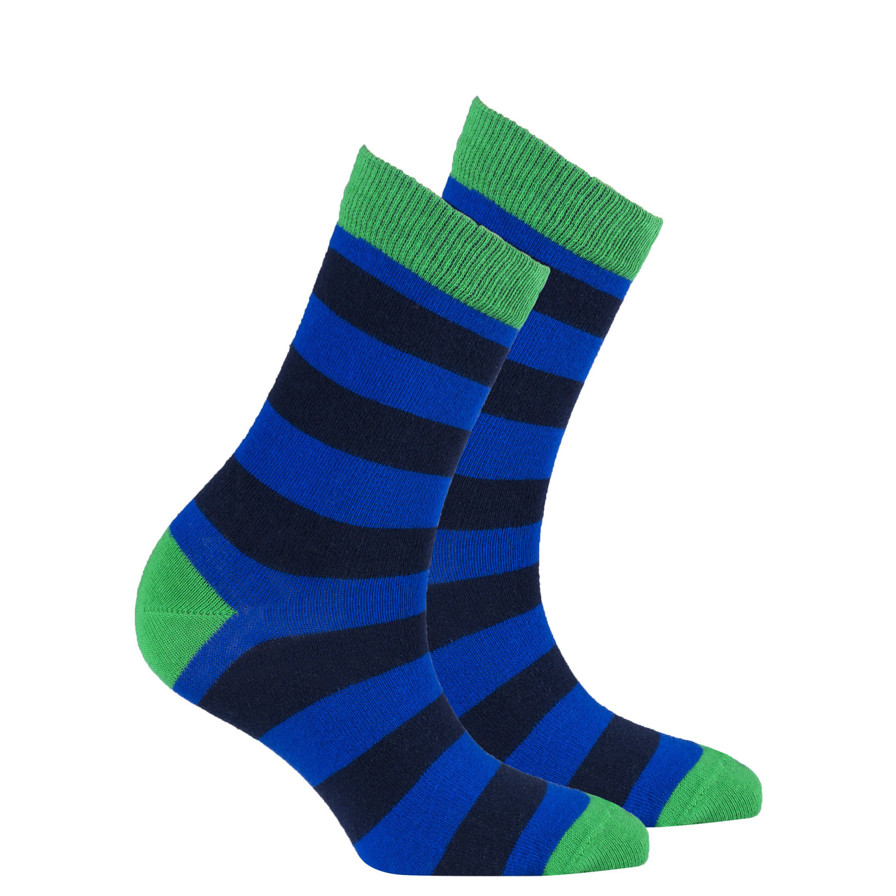 Women's Navy Emerald Stripe Socks - 1 COLOR -