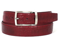 Thumbnail for PAUL PARKMAN - Men's Croc Embossed Calfskin Belt Burgundy -