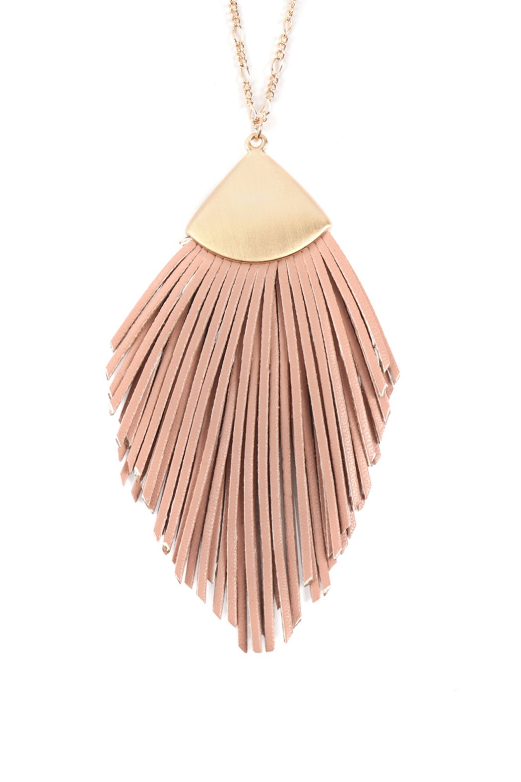 Feather Shape Pu Leather Tassel Necklace - 8 COLORS -