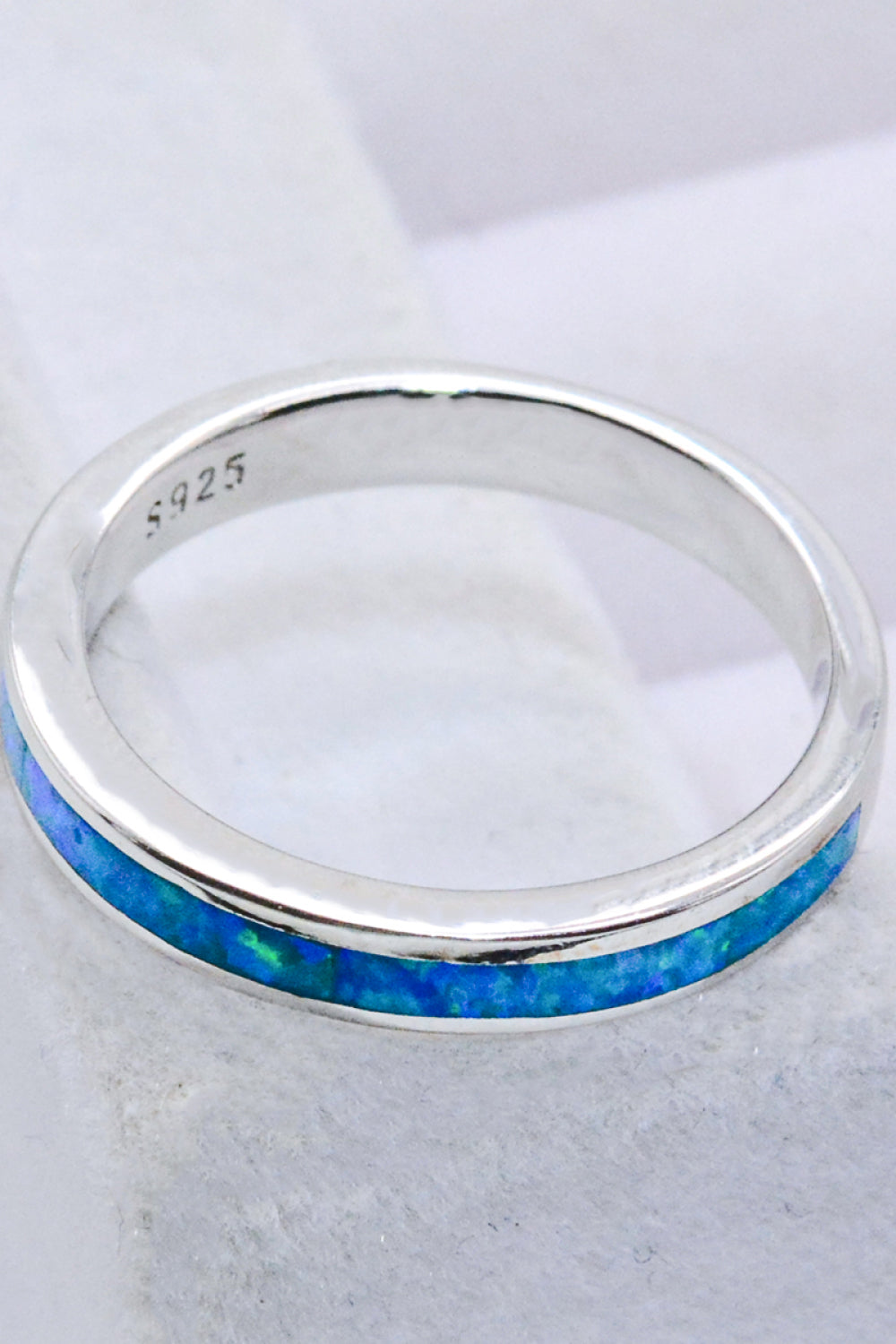 925 Sterling Silver Opal Ring in Sky Blue - T - SIZES 6 THRU 9 - 1 COLOR -