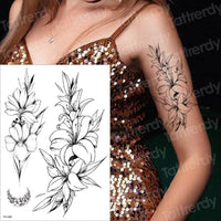 Thumbnail for Temporary Tattoos - Black Flower Tattoo Sleeves -Water Transfer Tatoo - Peony Rose Tattoos - Body Art - Girls Arm Tattoos - [8 DAY DELIVERY] - 25 DESIGNS -