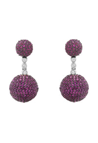 Thumbnail for LATELITA - Monaco Sphere Drop Earrings Silver Ruby Pink CZ -