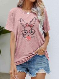 Thumbnail for Easter Bunny Graphic Round Neck T-Shirt - T - 6 COLORS -