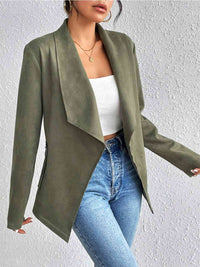 Thumbnail for Statement Collar Long Sleeve Jacket - T - 1 COLOR -