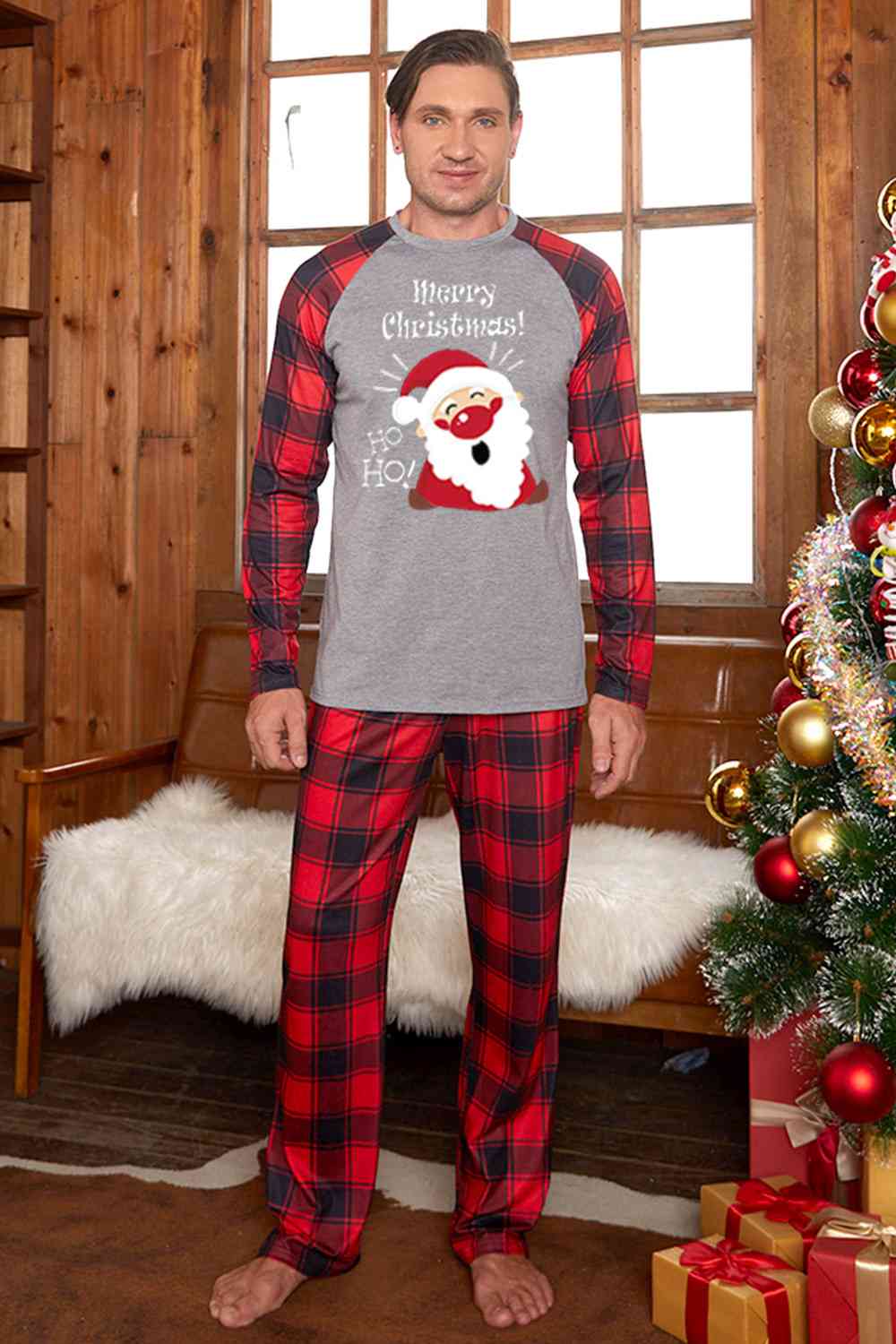 MERRY CHRISTMAS Graphic Top and Plaid Pants Set - T - SOLD BY SIZE / 2 PCS. - 4 SIZES -