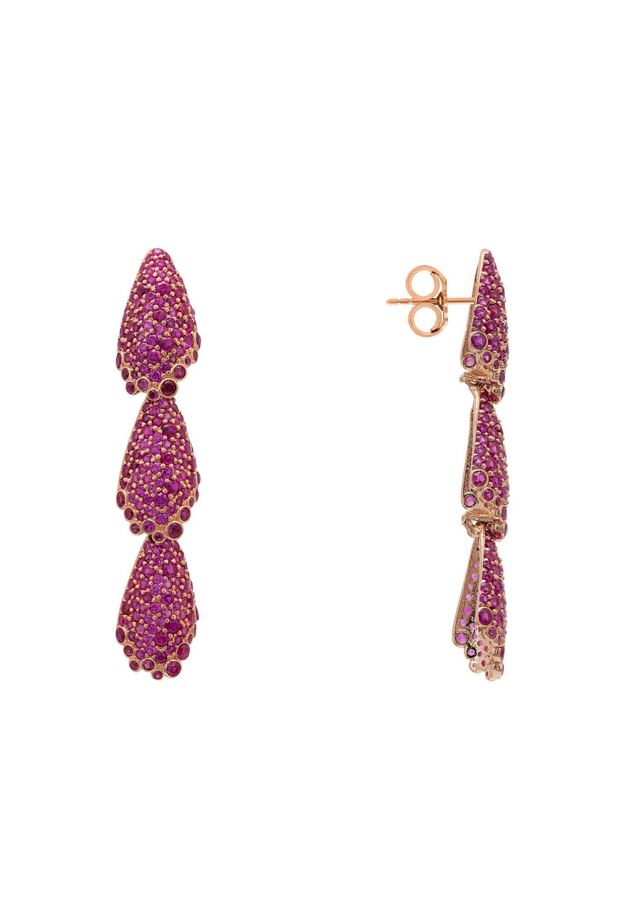 LATELITA - Arabelle Ruby Pink Earrings Rosegold -