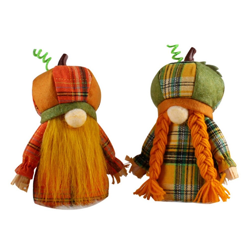 Fall Pumpkin Gnomes Handmade Fall Plush Swedish Gnomes - Ornaments Holiday Home Table Decorations Gifts - 7.87" - [14-20 DAY DELIVERY] -