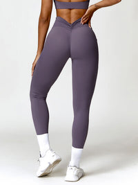 Thumbnail for Ruched Pocketed High Waist Active Leggings - T - 4 COLORS -