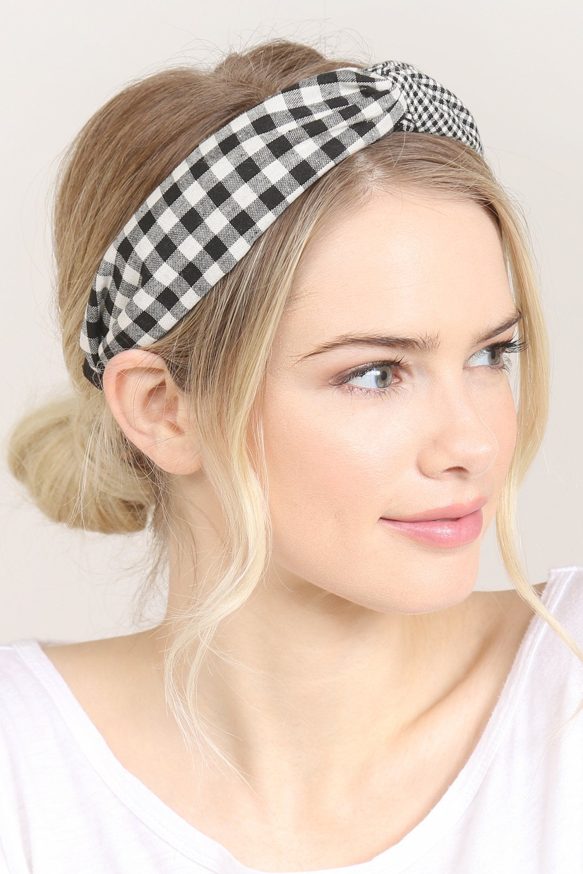 Riah Fashion - Plaid Knotted Fabric Coated Hair Band - 2 COLORS -