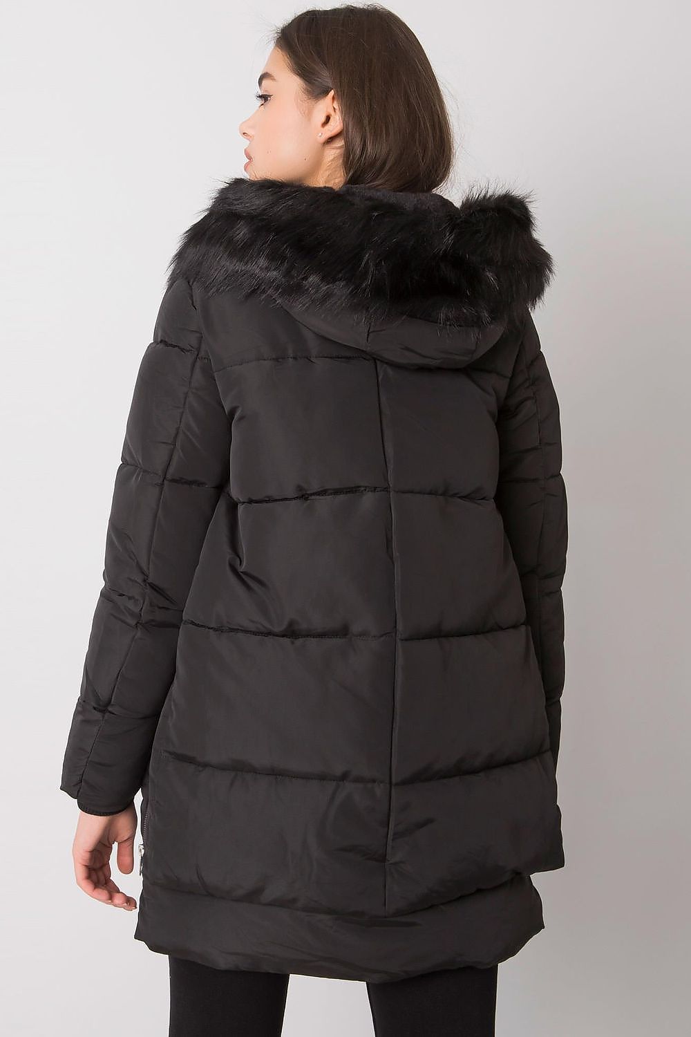 NM - Detachable Faux Fur collar / hood Coat - 1 COLOR -