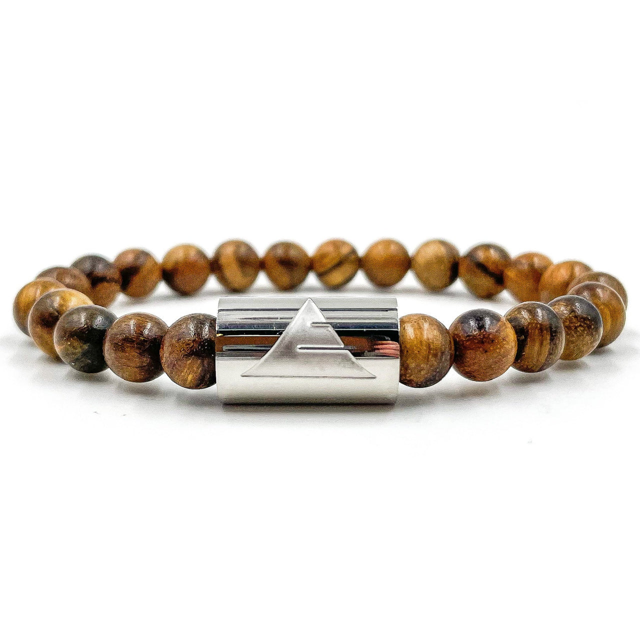 Timber - Dark Brown Sandalwood & Silver Mala Beaded Bracelet -