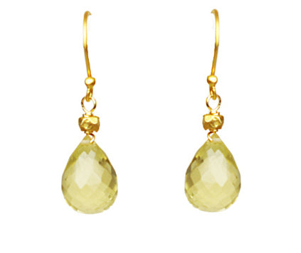 Gena Myint - Lemon Citrine Drop Earrings -