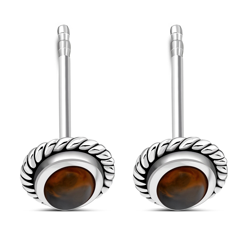 Creidne - Oval Baltic Amber Stud Silver Earrings - 2 PCS. -