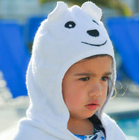 Thumbnail for Little Ashkim - Bamboo Rayon Bear Hooded Turkish Towel: Little Kid -