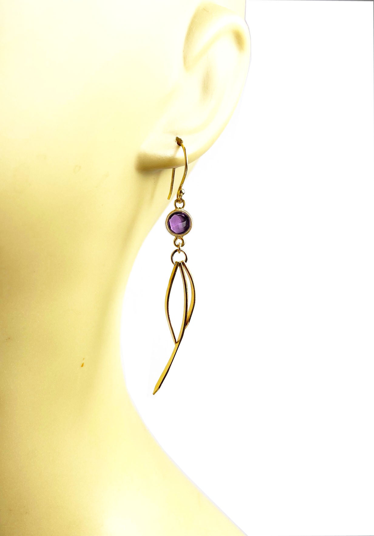 Gena Myint - Amethyst Dangle Earrings -