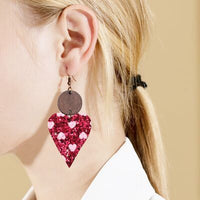 Thumbnail for Faux Leather Iron Hook Sequin Heart Earrings - T - 1 COLOR -