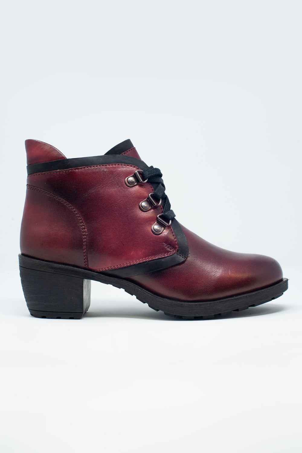 Q2 - Lace Up Boot in Maroon - 1 COLOR -