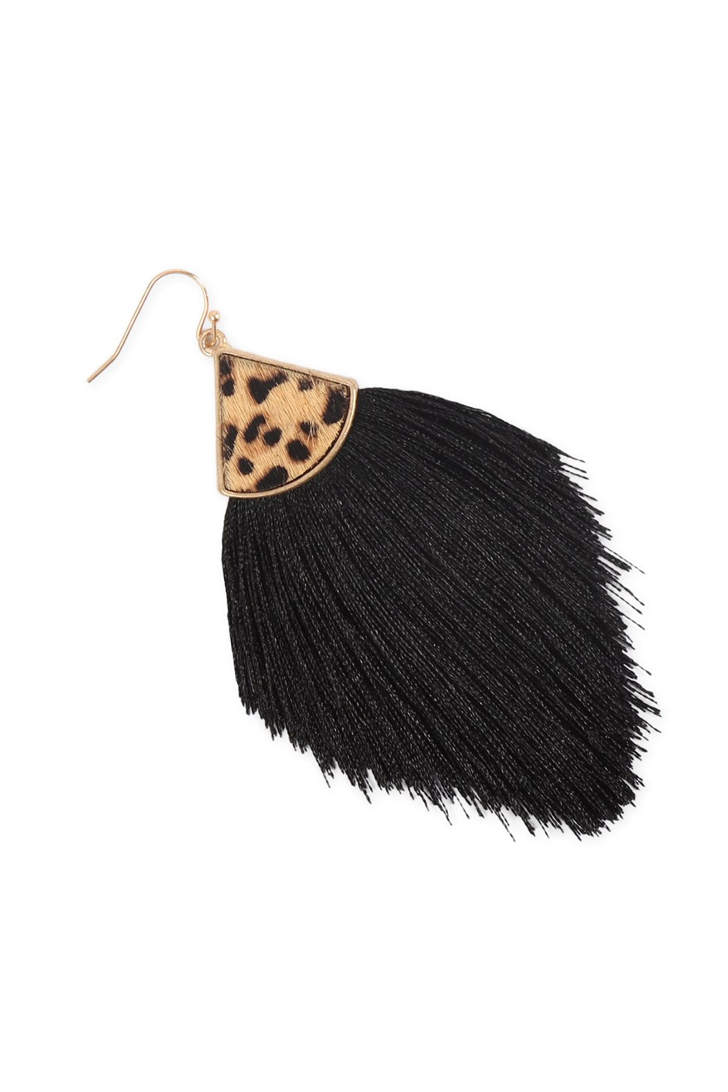 Leopard Real Leather Tassel Hook Earrings - 9 COLORS -