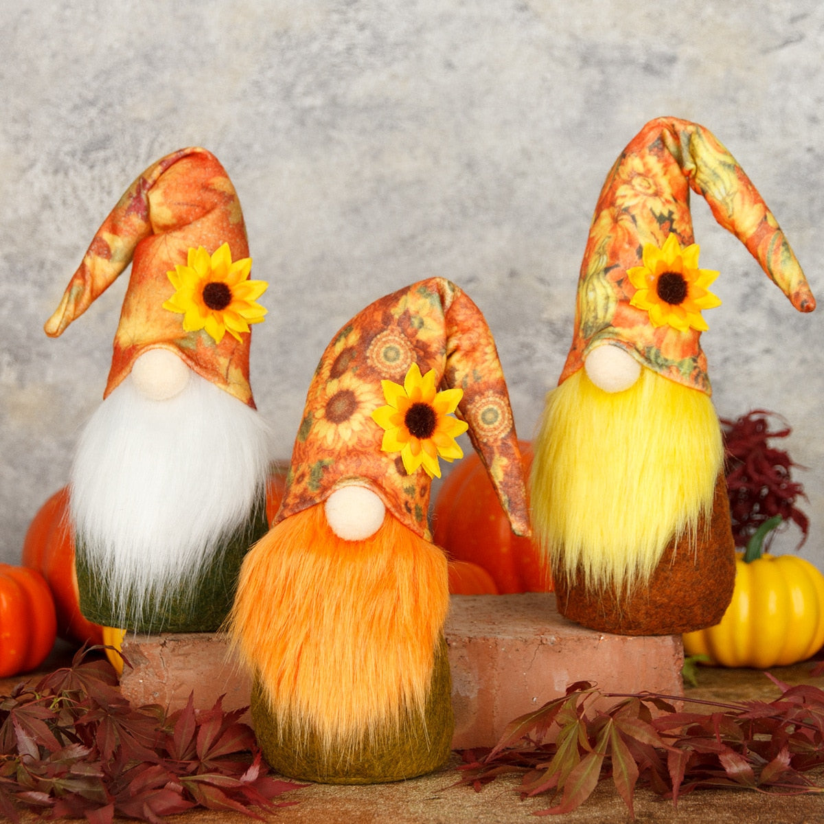 Autumn Decorations Plush Gnomes - Pumpkins Sunflowers - 12.89" - [14-20 DAY DELIVERY - 7 TYPES / COLORS -