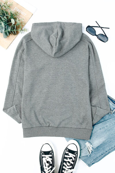 Lace-Up Dropped Shoulder Hoodie - T - 8 COLORS -