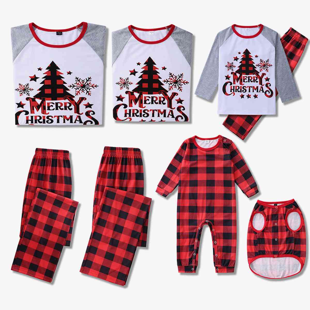 KIDS MERRY CHRISTMAS Graphic Top and Plaid Pants Set - T -