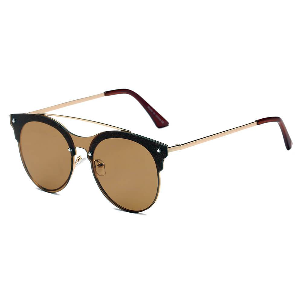 Endicott | S3011 - Round Circle Brow-Bar Tinted Lens Sunglasses - 5 COLORS -